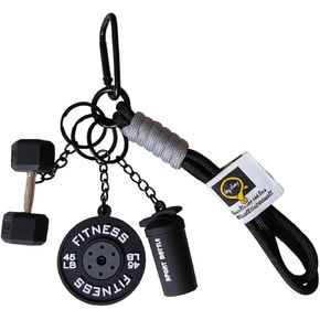سلسلة مفاتيح سوداء للدمبل والأوزان لمحبي صالة الألعاب الرياضية، حقيبة سحرية بطابع اللياقة البدنية وإكسسوار مفتاح السيارة للرجال والنساء، فكرة هدية للتمرين in Kuwait