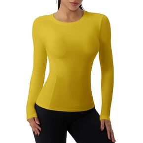 Women's Long Sleeve Compression Shirts Workout Shirts Breathable Athletic Tops Slim for Yoga Running Gym in Kuwait