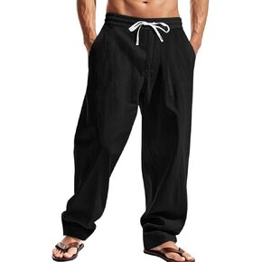 ZARLAN Men's Cotton Linen Pants Breathable Casual Summer Beach Elastic Drawstring Lightweight Sweatpants in Saudi Arabia
