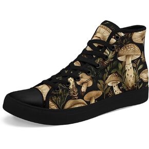 Mushroom Forest High Top Canvas Sneakers for Women Men Vintage Gothic Aesthetic Shoes Natural Print Casual Shoes in Saudi Arabia