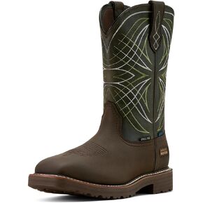 Ariat Men's Activator Waterproof Steel Toe Work Boot, Dark Brown/Green, 8 in Saudi Arabia