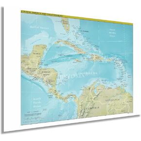 HISTORIX 2021 Central America Map - 24x36 Inch Central America and Caribbean Map - Wall Map of Central America and the Caribbean Poster Print in Kuwait