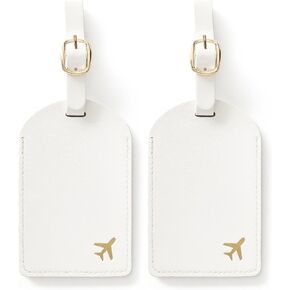 Luggage Tags for Suitcases,2 Pack PU Leather Privacy Protection Bag Tags Travel Accessories Essentials,Cream in Saudi Arabia