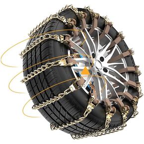 مجموعة من 10 قطع من سلاسل الإطارات، سلاسل الثلج لشاحنات بيك اب سيارات الدفع الرباعي، سلسلة جر الإطارات سريعة التركيب وسهلة التركيب، كابلات ثلج سميكة مضادة للانزلاق في حالات الطوارئ قابلة للتعديل (155-265 مم) in Kuwait