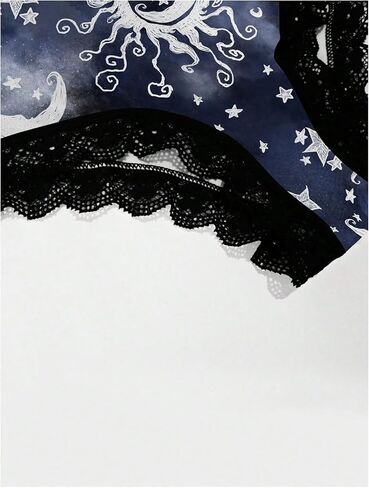 SHENHE Women's 3 Pack Gothic Underwear Lace Trim Star Sun Print Mid Rise Bikini Panties in Saudi Arabia