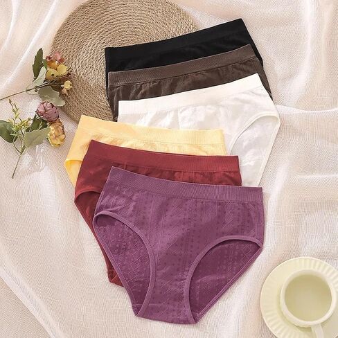 6-Pack Set Women’s Triangle Underwear, Seamless Solid Color, Breathable and Comfortable Stylish for Everyday Wear in Saudi Arabia