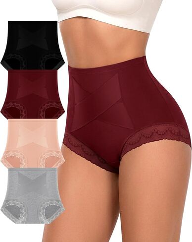 Women's Cotton Underwear, High Waisted Full Coverage Briefs, Soft Comfortable Ladies Panties, 4 Pack in Saudi Arabia