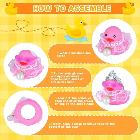 Pink Rubber Duck with Crown, Heart Glasses, Skirt & Pearl Necklace - Squeaky Car Dashboard Decor for Jeep, Fun Duck Accessories, DIY for Car Lovers in Kuwait