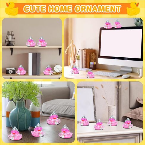 Pink Rubber Duck with Crown, Heart Glasses, Skirt & Pearl Necklace - Squeaky Car Dashboard Decor for Jeep, Fun Duck Accessories, DIY for Car Lovers in Kuwait