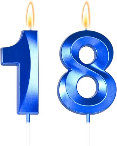 Big 2.76 inch Blue 18 Birthday Candle 18th Birthday Decorations for Boys, 18th Birthday Candles for Bruh Im 18 Birthday Decorations,Number 18 Candles in Kuwait
