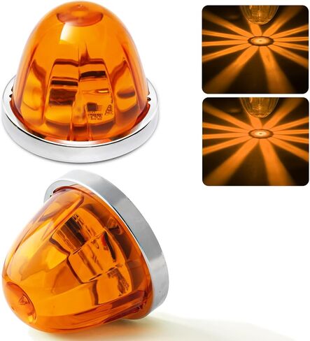 4PCS Watermelon Lights Amber Multifunction LED Side Marker Turn Signal Tail Roof Lights with Stainless Steel Bezel for Freightliner Kenworth Peterbilt Semi Trucks Trailers in Saudi Arabia