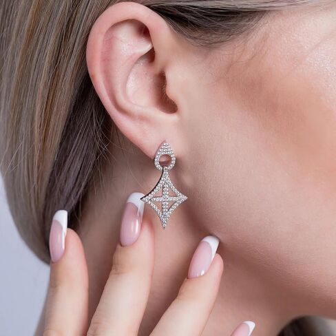 أقراط من الفضة الإسترلينية من فيرميل من الذهب عيار 18 قيراط، مجوهرات فاخرة للنساء، أقراط مضادة للحساسية (مطلية بالذهب عيار 18 قيراط، فضة إسترلينية) in Kuwait