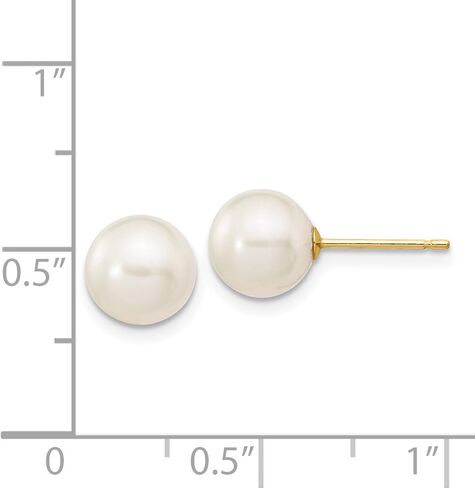 14k Yellow Gold Pearl Stud Earrings for Women - Classic White Cultured Pearls, Real Gold Posts, Fine Jewelry for Daily Wear, Formal Events, Bridal Looks, Timeless Minimalist and Elegant Style in Saudi Arabia