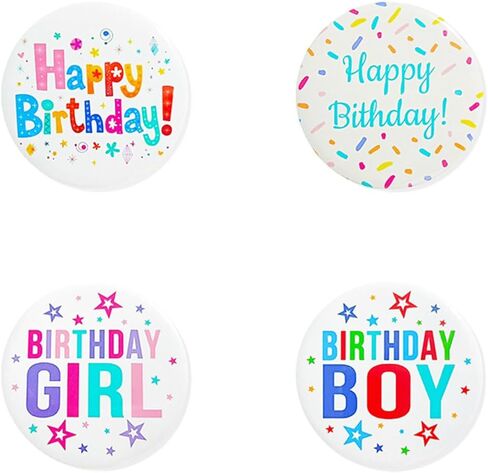 4pcs Birthday Tinplate Badge Pin Birthday Button Girls Boy Birthday Badge Pin Woman or Man Birthday Badges Baby Shower Kids Party Decorations in Saudi Arabia