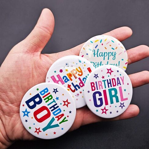 4pcs Birthday Tinplate Badge Pin Birthday Button Girls Boy Birthday Badge Pin Woman or Man Birthday Badges Baby Shower Kids Party Decorations in Saudi Arabia