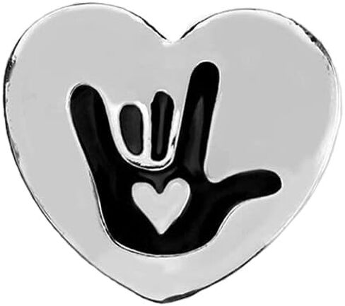 Deaf Awareness Heart Pin - "I Love You" American Sign Language Symbol Lapel Pin for Deaf Awareness, Fundraising, Support Group, Gift-Giving & More! in Saudi Arabia