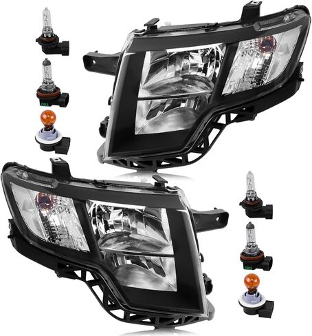 Headlight Assembly Compatible with Ford Edge 2007 2008 2009 2010 Limited SE SEL Halogen Headlamp, OE-Style Head Lamp Replacement for FO2503228 FO2502228, Chrome Housing White Reflector in Saudi Arabia