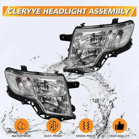 Headlight Assembly Compatible with Ford Edge 2007 2008 2009 2010 Limited SE SEL Halogen Headlamp, OE-Style Head Lamp Replacement for FO2503228 FO2502228, Chrome Housing White Reflector in Saudi Arabia