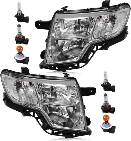 Headlight Assembly Compatible with Ford Edge 2007 2008 2009 2010 Limited SE SEL Halogen Headlamp, OE-Style Head Lamp Replacement for FO2503228 FO2502228, Chrome Housing White Reflector in Saudi Arabia
