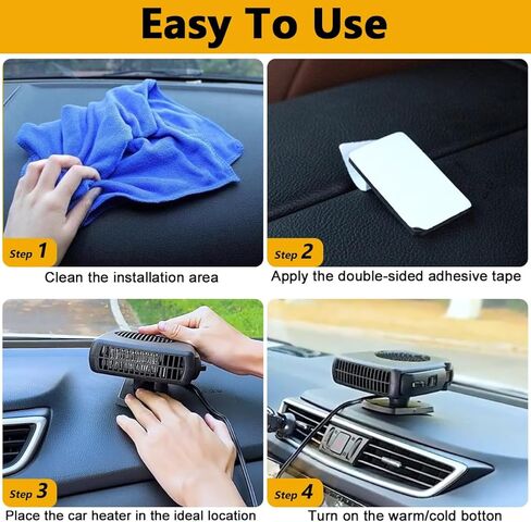 سخان السيارة، 200 وات 12 فولت مزيل ضباب ومزيل الصقيع للزجاج الأمامي، 2 في 1 أوضاع تسخين وتبريد سريع، مراوح مع ولاعة سجائر، قاعدة دوارة 360 درجة in Kuwait