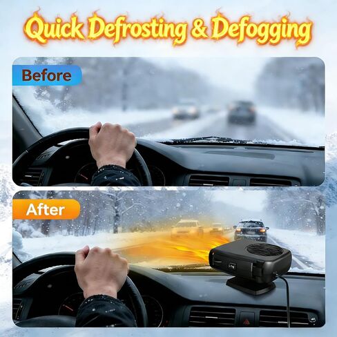 سخان السيارة، سخان سيارة محمول 12 فولت 200 وات (يتم توصيله في ولاعة السجائر)، سخان محمول للسيارة، سخان الزجاج الأمامي للسيارة قابل للدوران 360 درجة in Kuwait