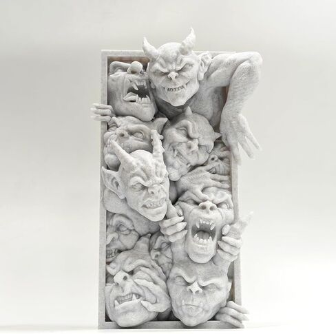 غلاف كتاب Gargoyle القوطي - تمثال وحش رخامي مطبوع ثلاثي الأبعاد، ديكور رف شيطان مخيف لجميع القديسين، هدية تزيين رف كتب مخيف لمحبي الرعب (Gothic Gargoyle) in Kuwait