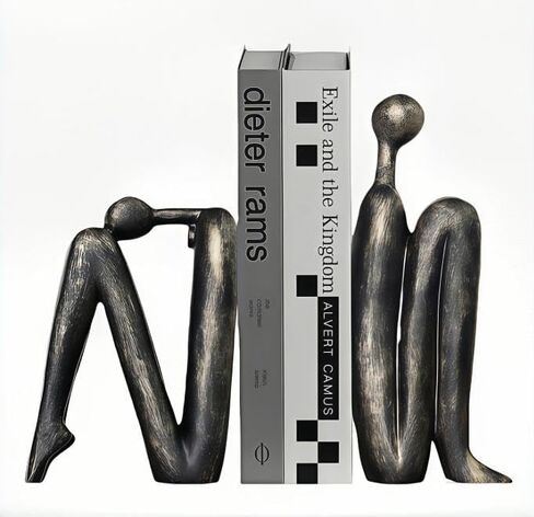 Decorative Bookends for Shelves,Book Ends Unique Thinker Statue,Resin Non Skid Book Ends to Hold Books Decorative,for Home,Office Desk,Bookshelf,Study,1Pair/2Piece 11'' (red and White) in Saudi Arabia