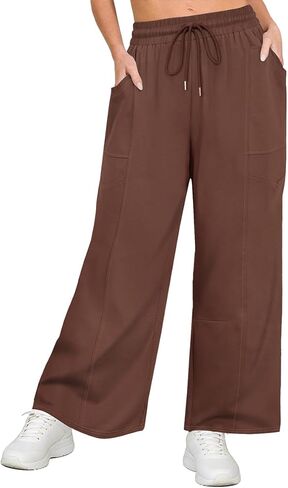 CARCOS حجم كبير السراويل للمرأة Sweatpants الصيف الرباط واسعة الساق القطن بالازو السراويل مع جيوب صالة بانت XL-5XL in Saudi Arabia