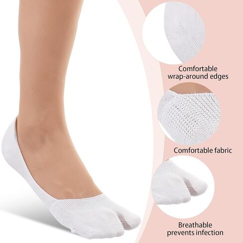 4 Pairs Flip Flop Socks, Tabi Socks No Show Sock Women, Low Cut Flip Flop Sock Split Toe for Sneaker Lofer in Saudi Arabia