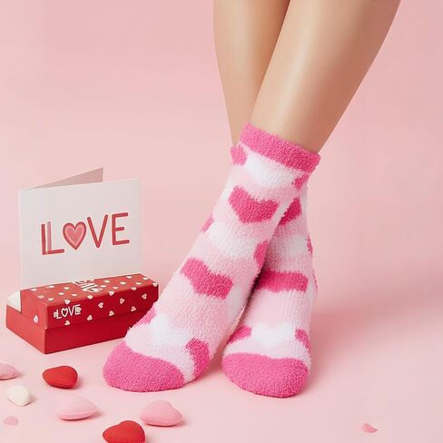 hoyuwak Fuzzy Socks for Women Thick Warm Slipper Socks Plush Home Sleeping Socks Valentines Day Gifts for Her in Saudi Arabia