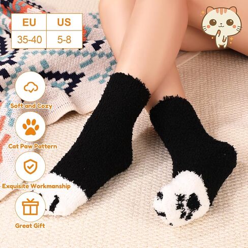 Jspupifip 6 Pairs Fuzzy Socks for Women Cute Fluffy Cozy Thick Warm Animal Cat Socks for Women Girls Winter Causal Home Sleeping Festival Party in Saudi Arabia