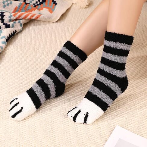 Jspupifip 6 Pairs Fuzzy Socks for Women Cute Fluffy Cozy Thick Warm Animal Cat Socks for Women Girls Winter Causal Home Sleeping Festival Party in Saudi Arabia