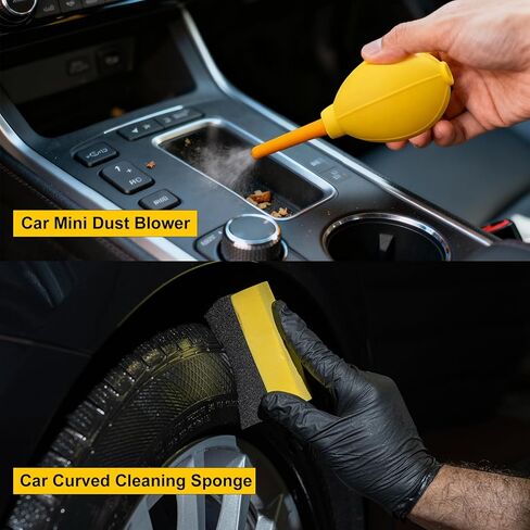 طقم فرش تفصيل السيارة مكون من 10 قطع، مجموعة فرش تفصيل السيارات الداخلية والخارجية الكل في واحد، فرشاة متينة فائقة النعومة لتفصيل شعر الخنزير، فرشاة تنظيف السيارة مع حقيبة تخزين ومنشفة تجفيف السيارة in Kuwait