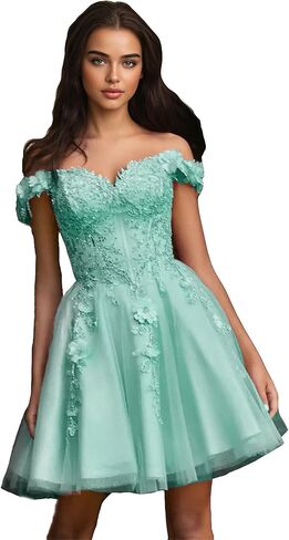 Off-Shoulder Tulle Homecoming Dresses 2026 Short Prom Dresses Lace Princess DAMA Dresses in Saudi Arabia