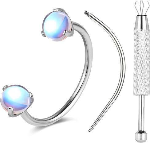 BodyAce F136 Titanium Nose Ring Hoops 20g Nostril Studs, Horseshoe Nose Rings for Women Men, Internally Threaded Lip Helix Daith Ear Piercing Jewelry in Saudi Arabia