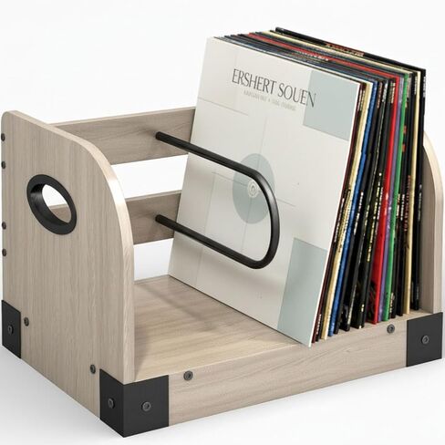 Vinyl Record Storage Rack for 50 LPs, Vinyl Record Album Holder Heavy-Duty Record Storage Shelf with Handles, Record Holder, Multi-Purpose Organizer in Saudi Arabia
