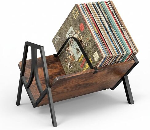 Vinyl Record Storage Rack for 50 LPs, Vinyl Record Album Holder Heavy-Duty Record Storage Shelf with Handles, Record Holder, Multi-Purpose Organizer in Saudi Arabia