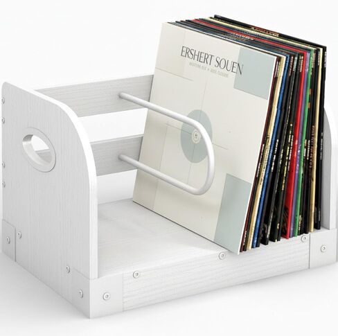 Vinyl Record Storage Rack for 50 LPs, Vinyl Record Album Holder Heavy-Duty Record Storage Shelf with Handles, Record Holder, Multi-Purpose Organizer in Saudi Arabia