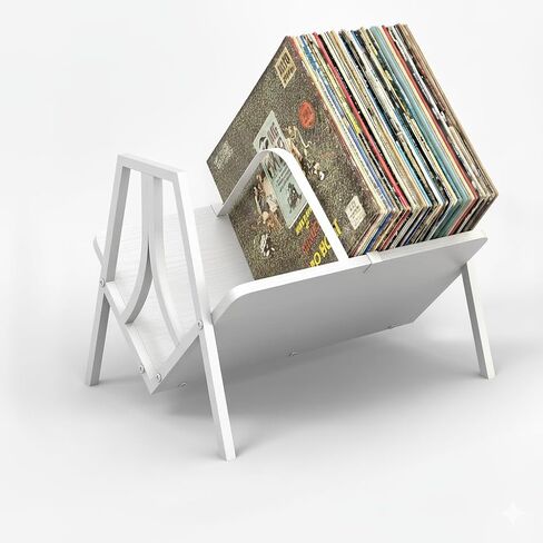 Vinyl Record Storage Rack for 50 LPs, Vinyl Record Album Holder Heavy-Duty Record Storage Shelf with Handles, Record Holder, Multi-Purpose Organizer in Saudi Arabia