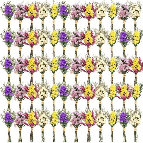 Nuanchu 60 Pcs Mini Dried Floral Flower Forget Me Not Bouquets Dried Embossing Flowers with Stem for Vase, Wedding, DIY Scrapbook Card Party Decor (Classic) in Saudi Arabia