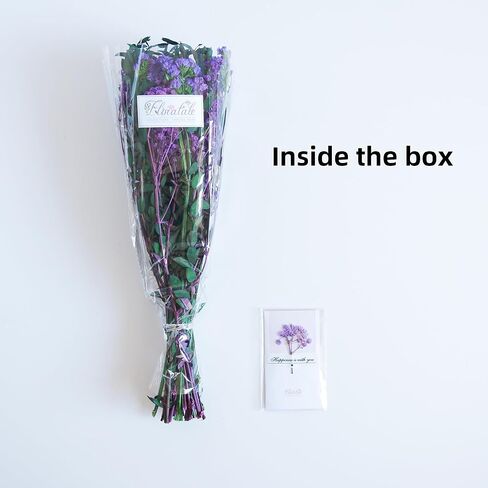 Purple Dried Flower Bouquet (No Vase) | 17'' Mini Floral Arrangement with Baby's Breath, Forget-Me-Not & More Natural Dried Flowers – Home Wedding Decor Centerpiece in Saudi Arabia