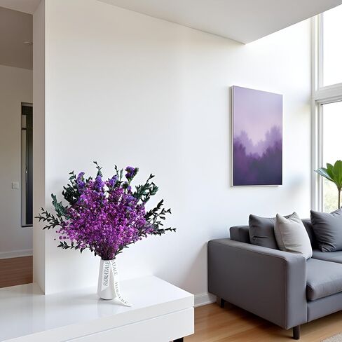 Purple Dried Flower Bouquet (No Vase) | 17'' Mini Floral Arrangement with Baby's Breath, Forget-Me-Not & More Natural Dried Flowers – Home Wedding Decor Centerpiece in Saudi Arabia