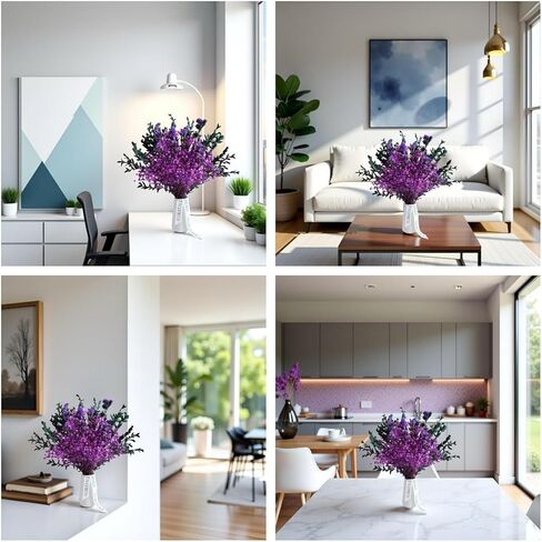 Purple Dried Flower Bouquet (No Vase) | 17'' Mini Floral Arrangement with Baby's Breath, Forget-Me-Not & More Natural Dried Flowers – Home Wedding Decor Centerpiece in Saudi Arabia