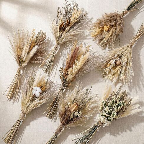 Layhit 8 Pack Large Size Boho Dried Flower Bouquet 15-17 Inch Wedding Handmade Dry Flowers for Vase Crafts DIY Photo Boutonniere for Men Floral Plant for Bridesmaid Gift Birthday Decor(Lavender) in Saudi Arabia