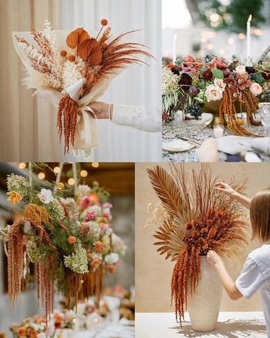 5 Stems Preserved Dried Brown Amaranthus Flowers - 23–27" Hanging Stems for Wedding Centerpieces, Arch & Vase Arrangements, Natural Soft Dried Flower Stems for Home & Event Decor in Saudi Arabia