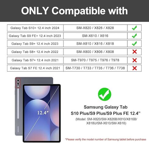 Keyboard Case for Samsung Galaxy Tab S8 Plus 2022/S7 FE 2021/S7 Plus 2020/12.4 inch - 7 Color Backlight, Detachable Bluetooth Keyboard, Smart Protective Cover with S Pen Holder, Blue in Kuwait