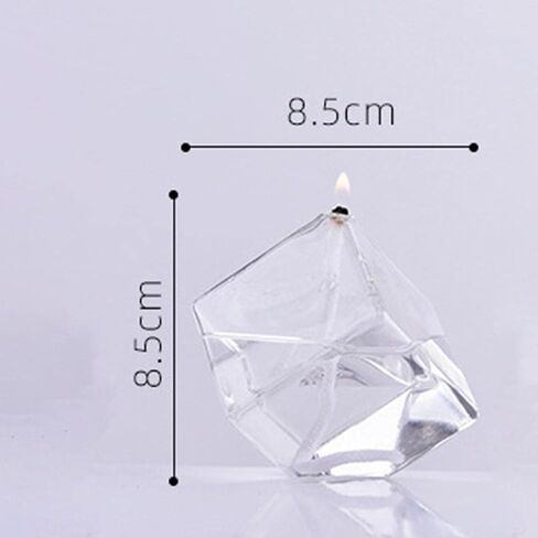 MagiDeal Handblown Refillable Glass Liquid Candle Burning Lamp Glass Oil Burning Lamp for Friend, Cubic, Multiple Sizes in Saudi Arabia