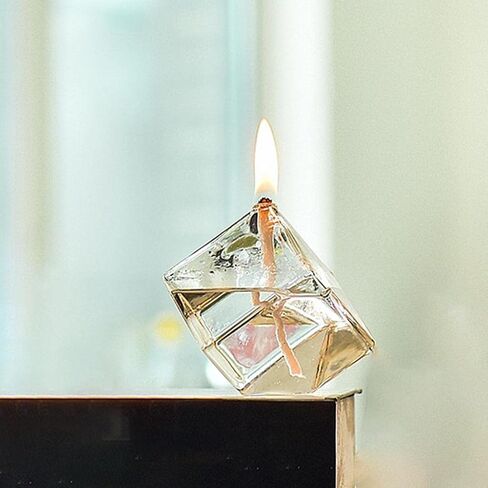 MagiDeal Handblown Refillable Glass Liquid Candle Burning Lamp Glass Oil Burning Lamp for Friend, Cubic, Multiple Sizes in Saudi Arabia
