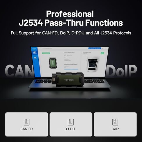 TOPDON RLink J2534 OEM Reprogramming and Diagnostic Tool, Enhanced J2534 VCI, J2534 Pass-Thru for J2534/D-PDU/CAN-FD/DoIP, Supports 17+ Vehicle Brands, No OE Software Provided in Saudi Arabia