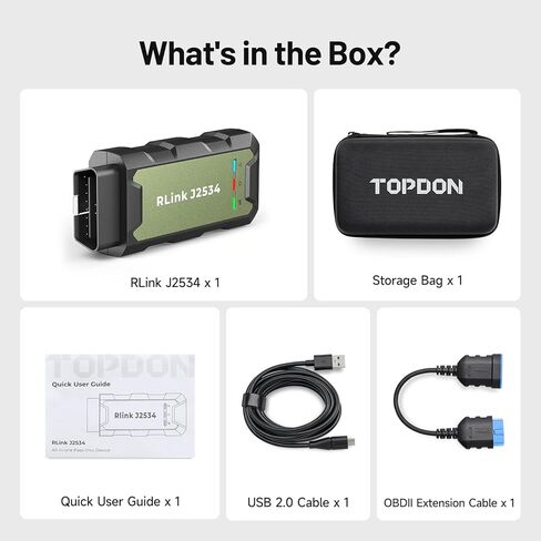 TOPDON RLink J2534 OEM Reprogramming and Diagnostic Tool, Enhanced J2534 VCI, J2534 Pass-Thru for J2534/D-PDU/CAN-FD/DoIP, Supports 17+ Vehicle Brands, No OE Software Provided in Saudi Arabia
